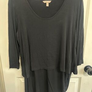 Great condition Banana Republic L/XL Black dress- shirred skirt and drapey top.